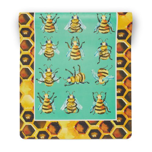 suede-bee yoga mat with green inside color and honeycomb-border