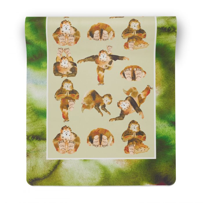 yoga mat folded with Bigfoot drawing