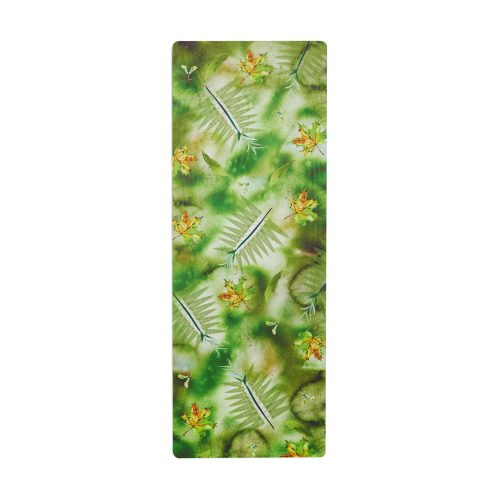 suede leaves design yoga mat top view