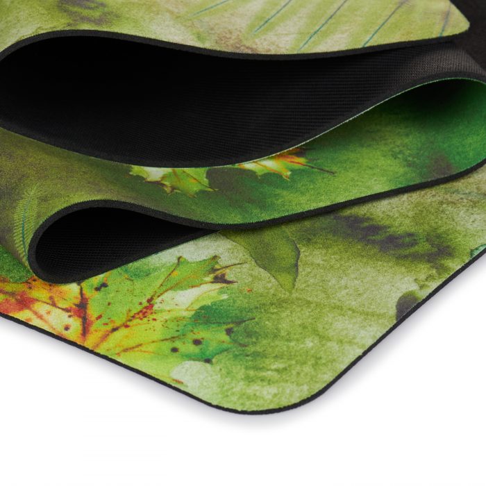 suede leaves design yoga mat folded